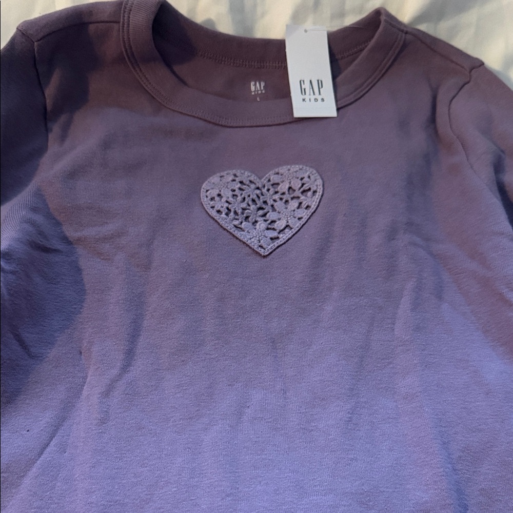 GAP Kids Lavender Heart Long Sleeve Tee